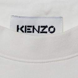 Pre Owned Kenzo White Logo Print Cotton Oversized T-Shirt M