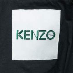 Kenzo Navy Blue Gabardine Logo Detailed Zip Front Hooded Jacket S