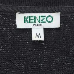 مملوكة مسبقًا Kenzo Black Logo Embroidered Wool Blend Crew Neck Sweatshirt M