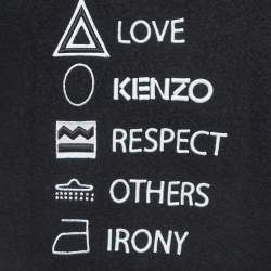 مملوكة مسبقًا Kenzo Black Logo Embroidered Wool Blend Crew Neck Sweatshirt M