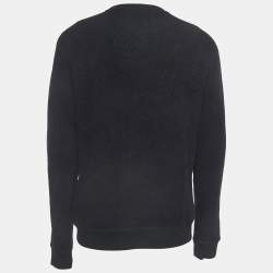 مملوكة مسبقًا Kenzo Black Logo Embroidered Wool Blend Crew Neck Sweatshirt M