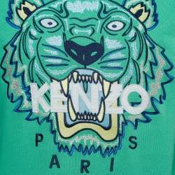 Pre Owned Kenzo Green Tiger Embroidered Cotton Crew Neck Sweatshirt M