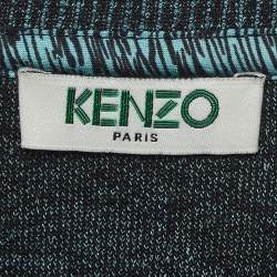 Pre Owned Kenzo Navy Blue Logo Embroidered Cotton Crewneck Sweatshirt M