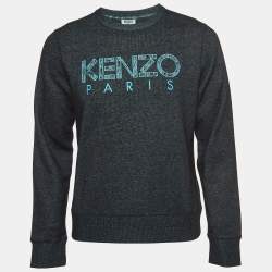 Pre Owned Kenzo Navy Blue Logo Embroidered Cotton Crewneck Sweatshirt M