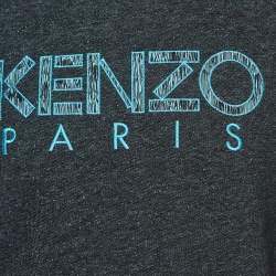 Pre Owned Kenzo Navy Blue Logo Embroidered Cotton Crewneck Sweatshirt M