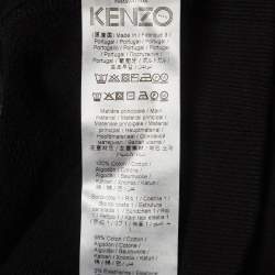 Pre Owned Kenzo Black Tiger Embroidered Cotton knit Hoodie M