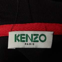 Pre Owned Kenzo Black Tiger Embroidered Cotton knit Hoodie M