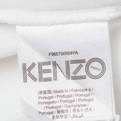 Pre Owned Kenzo White Logo Print Cotton Crew Neck T-Shirt XL