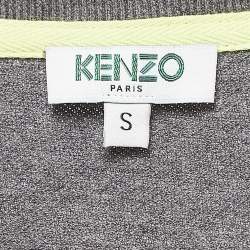 Kenzo Grey/Neon Yellow Cotton Pique Pocket Detail Round Neck T-Shirt S