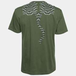 Pre Owned Kenzo Dark Green Geometric Tiger Print Crew Neck T-Shirt L