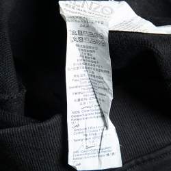 Pre Owned Kenzo Black Tiger Embroidered Cotton Hooded Sweatshirt S