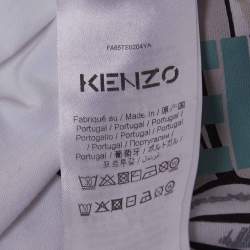 Pre Owned Kenzo White Logo Print Cotton Knit Crew Neck T-Shirt L
