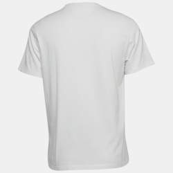 Pre Owned Kenzo White Logo Print Cotton Knit Crew Neck T-Shirt L