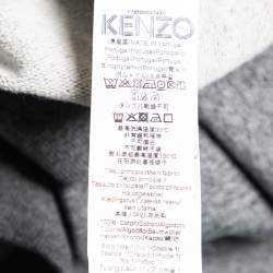 Pre Owned Kenzo Grey Tiger Embroidered Melange Cotton Crew Neck Sweatshirt XL