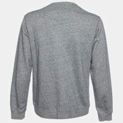 Pre Owned Kenzo Grey Tiger Embroidered Melange Cotton Crew Neck Sweatshirt XL