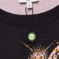 Pre Owned Kenzo Black Spaced Out Intarsia Knit Crew Neck Sweatshirt S