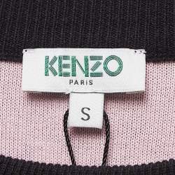 Kenzo Black Spaced Out Intarsia Knit Crew Neck Sweatshirt S