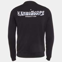 Pre Owned Kenzo Black Spaced Out Intarsia Knit Crew Neck Sweatshirt S