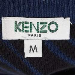 مملوكة مسبقًا Kenzo Navy Blue Logo Intarsia Knit Crew Neck Sweatshirt M