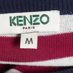 مملوكة مسبقًا Kenzo Navy Blue Knit Layered Crew Neck Sweatshirt M