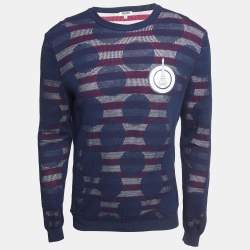 مملوكة مسبقًا Kenzo Navy Blue Knit Layered Crew Neck Sweatshirt M