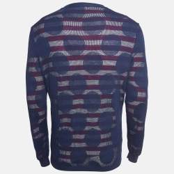 مملوكة مسبقًا Kenzo Navy Blue Knit Layered Crew Neck Sweatshirt M