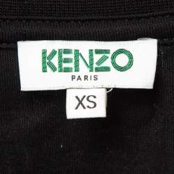 Pre Owned Kenzo Black Logo Graphic Print Cotton Crew Neck T-Shirt XS