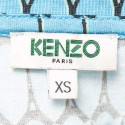 مملوكة مسبقًا Kenzo Blue Printed Cotton Crew Neck Short Sleeve T-Shirt XS