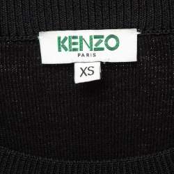 Pre Owned Kenzo Black Embroidered Knit Crew Neck Sweatshirt XS