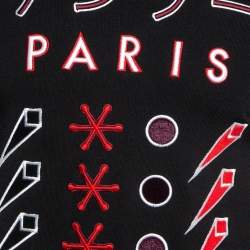 Pre Owned Kenzo Black Embroidered Knit Crew Neck Sweatshirt XS