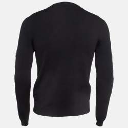 Pre Owned Kenzo Black Embroidered Knit Crew Neck Sweatshirt XS