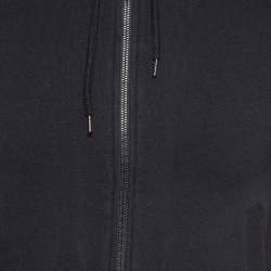 Pre Owned Kenzo Black Tiger Embroidered Cotton Knit Zip Front Hoodie XS