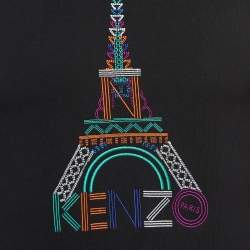 Kenzo Black Eiffel Embroidered Cotton Knit Crew Neck Sweatshirt XS