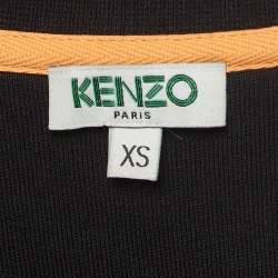 Kenzo Black Eiffel Embroidered Cotton Knit Crew Neck Sweatshirt XS