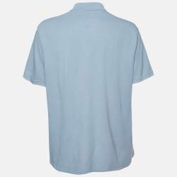 Pre Owned Kenzo Pale Blue Cotton Tiger Detail Polo T-Shirt XXXL