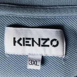 Pre Owned Kenzo Pale Blue Cotton Tiger Detail Polo T-Shirt XXXL