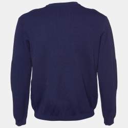 Pre Owned Kenzo Navy Blue Textured Knit Crew Neck Jumper XL