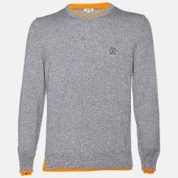 مملوكة مسبقًا Kenzo Grey Melange Wool Knit Crew Neck Sweater L