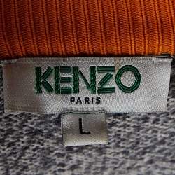 مملوكة مسبقًا Kenzo Grey Melange Wool Knit Crew Neck Sweater L