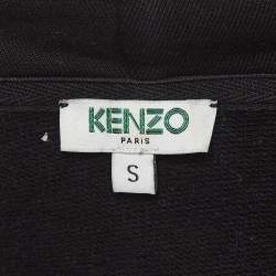 Pre Owned Kenzo Black All Over Print Cotton Long Sleeve Hoodie S