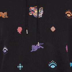 Pre Owned Kenzo Black All Over Print Cotton Long Sleeve Hoodie S