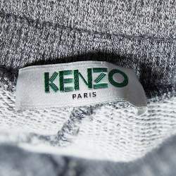 Pre Owned Kenzo Grey Melange Cotton Logo Detail Jogger Pants S