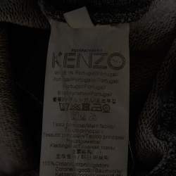Pre Owned Kenzo Grey Melange Cotton Logo Detail Jogger Pants S
