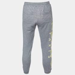 Pre Owned Kenzo Grey Melange Cotton Logo Detail Jogger Pants S