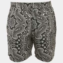 مملوكة مسبقًا شورت كيث بنمط بيزلي أسود حرير جيرسي مقاس كبير