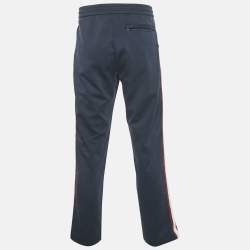 Pre Owned بنطلون كيث تريكوه أزرق كحلي بحواف مميزة مقاس كبير - لارج