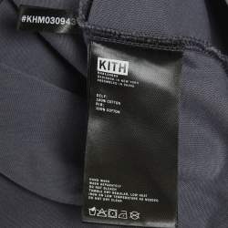 Pre Owned تي شيرت كيث رمادي جيرسي مطبوع بالشعار رقبة مستديرة مقاس كبير - لارج