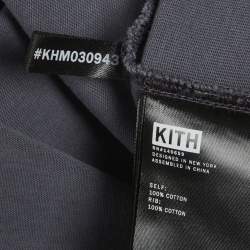 Pre Owned تي شيرت كيث رمادي جيرسي مطبوع بالشعار رقبة مستديرة مقاس كبير - لارج