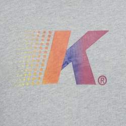 Pre Owned Kith Grey Logo Flocked Jersey Crewneck T-Shirt M