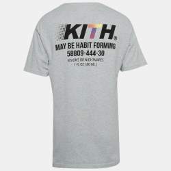 Pre Owned Kith Grey Logo Flocked Jersey Crewneck T-Shirt M